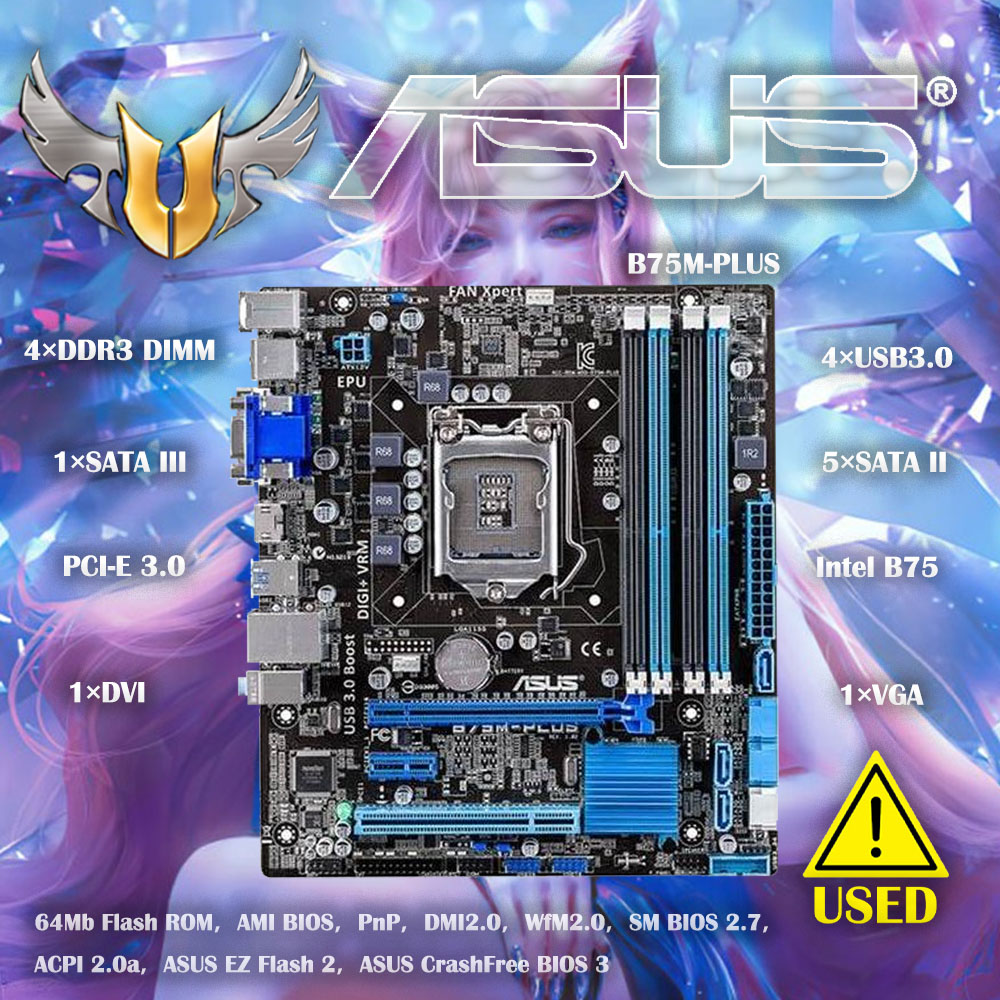 X870E Atx Motherboard - Оригинальная материнская плата Asus B75M-PLUS для